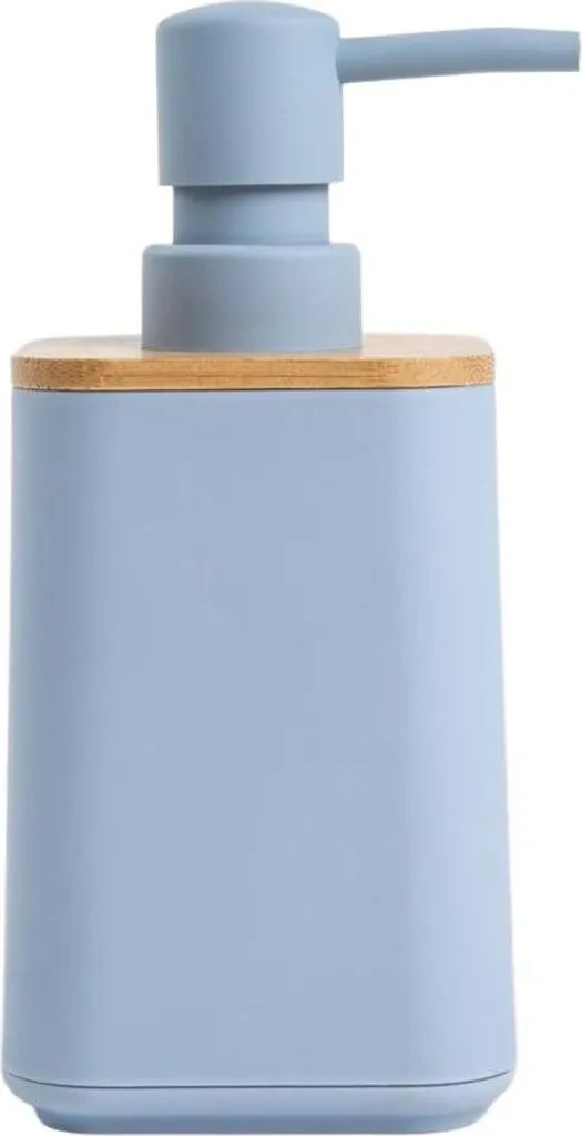 Seifenspender blau 7,5x17,5 cm – Kunststoff mit Bambus Seifenspender blau 7,5x17,5 cm – Kunststoff mit Bambus
