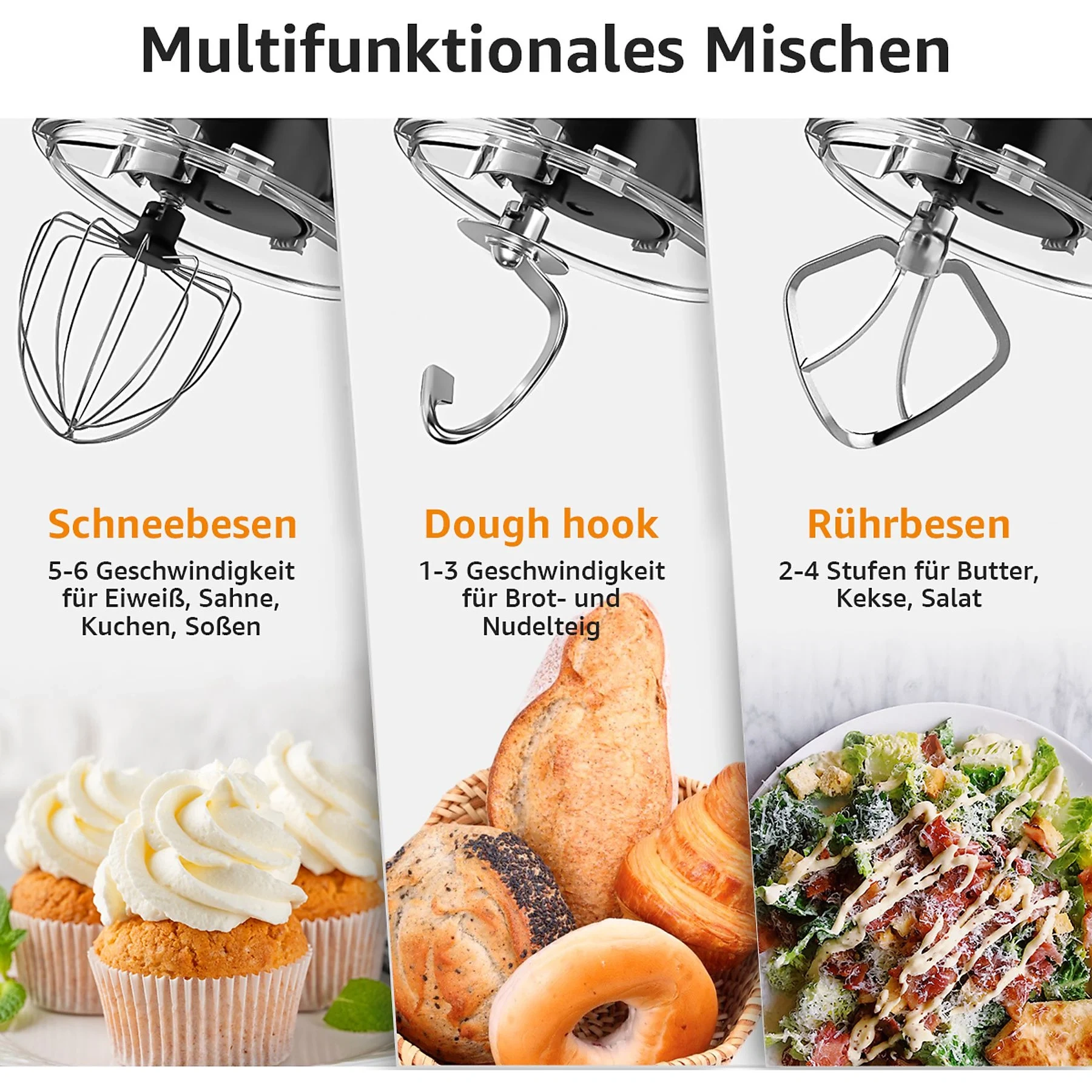 7MAGIC Küchenmaschine 5 in 1 – Multifunktions Standmixer, Schwarz