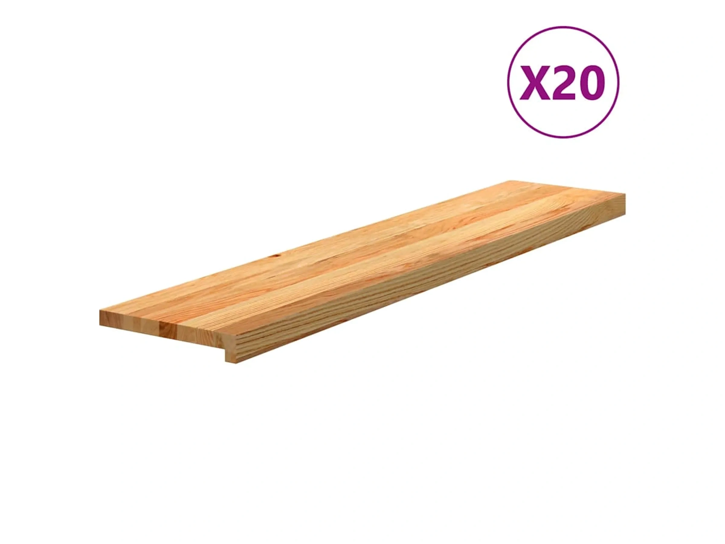 vidaXL Treppenstufen 20 Stk Hellbraun 120×30×2 cm Massivholz Eiche