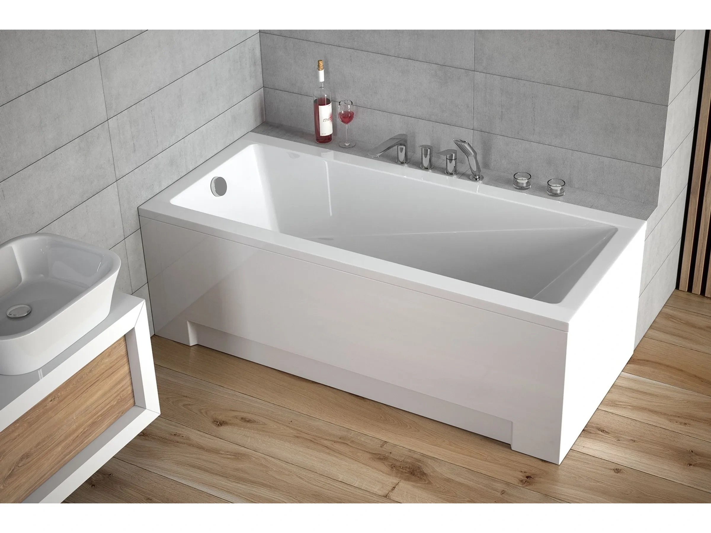 Bad Land Badewanne MODERN Rechteck 150x70 – Mit Ablauf & Füßen