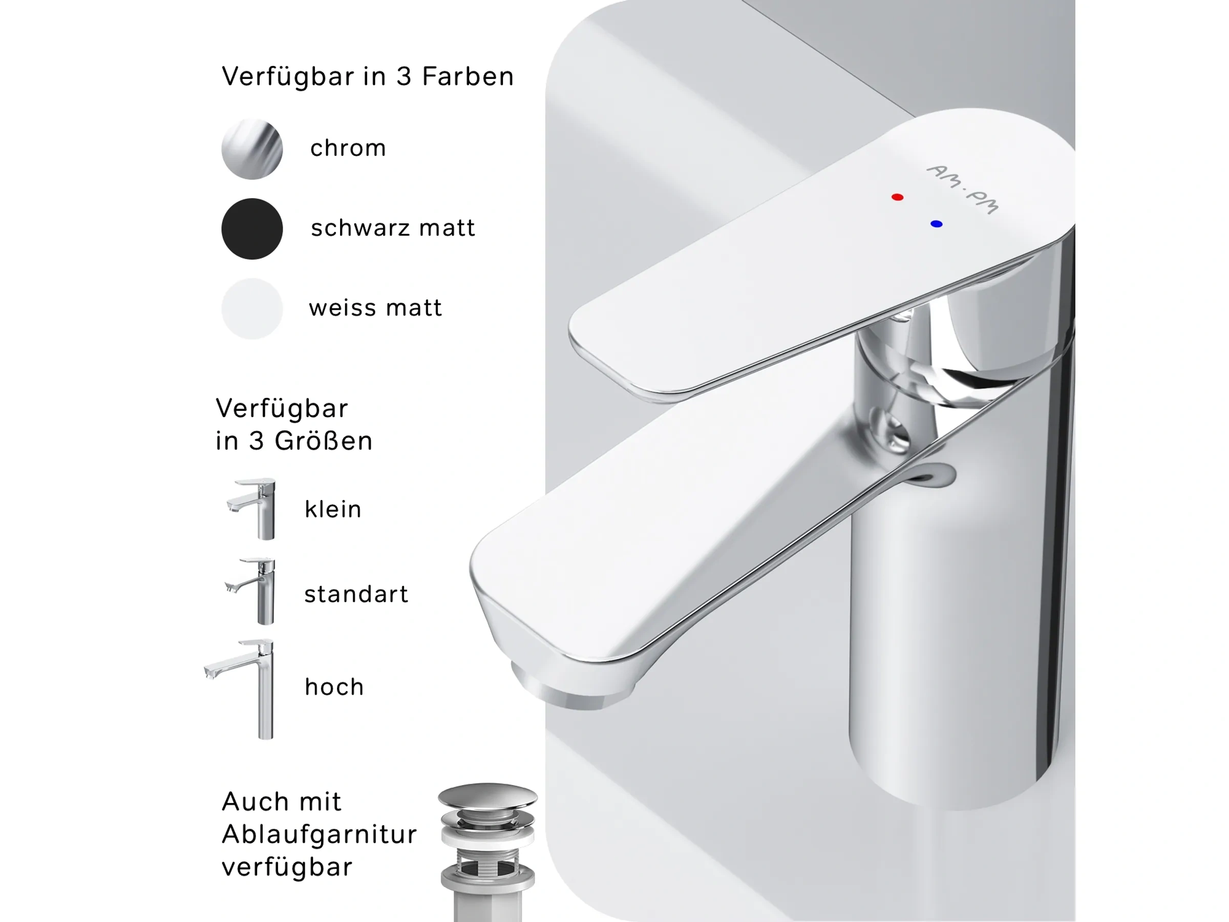 AM.PM Einhebel-Waschtischarmatur HIT FTA02100 – Chrom