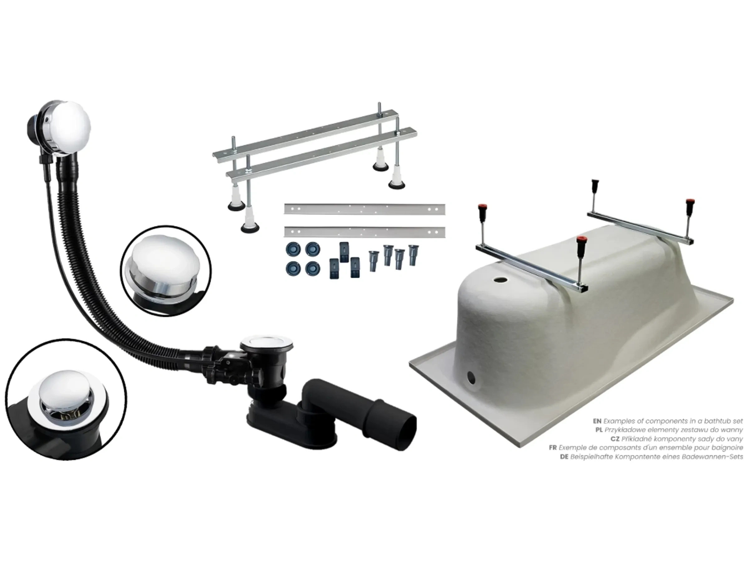 Bad Land Badewanne MODERN Rechteck 170x70 – Mit Ablauf & Füßen