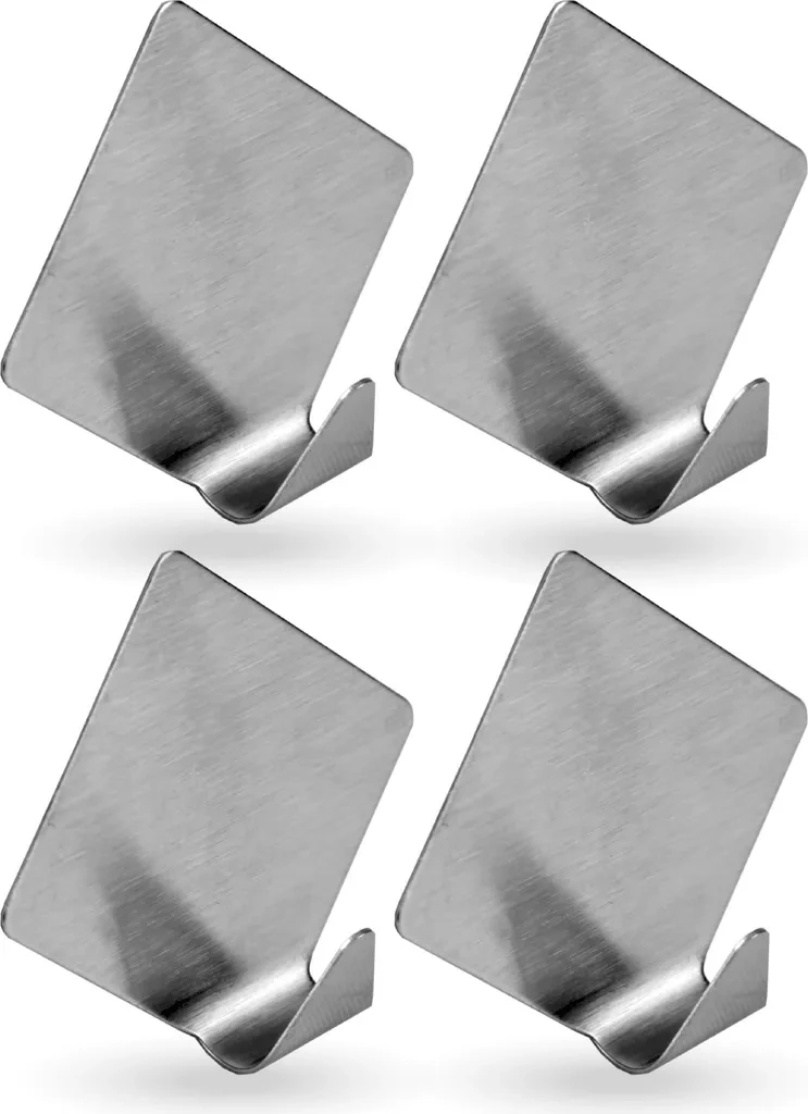 Selbstklebende Wandhaken Edelstahl – Silber – 4er Set