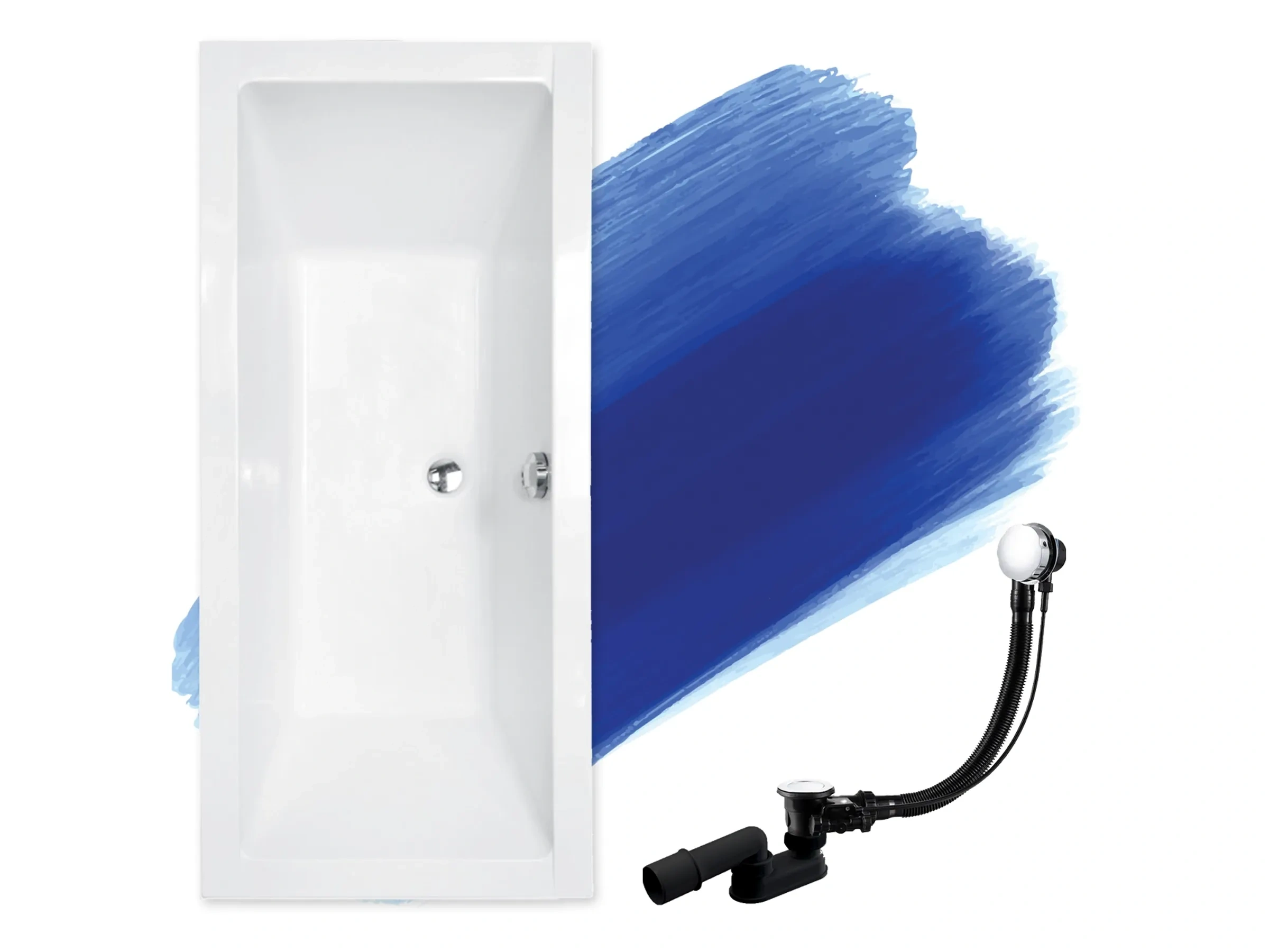 Bad Land Badewanne QUADRO Rechteck 175x80 – Mit Ablauf & Füßen