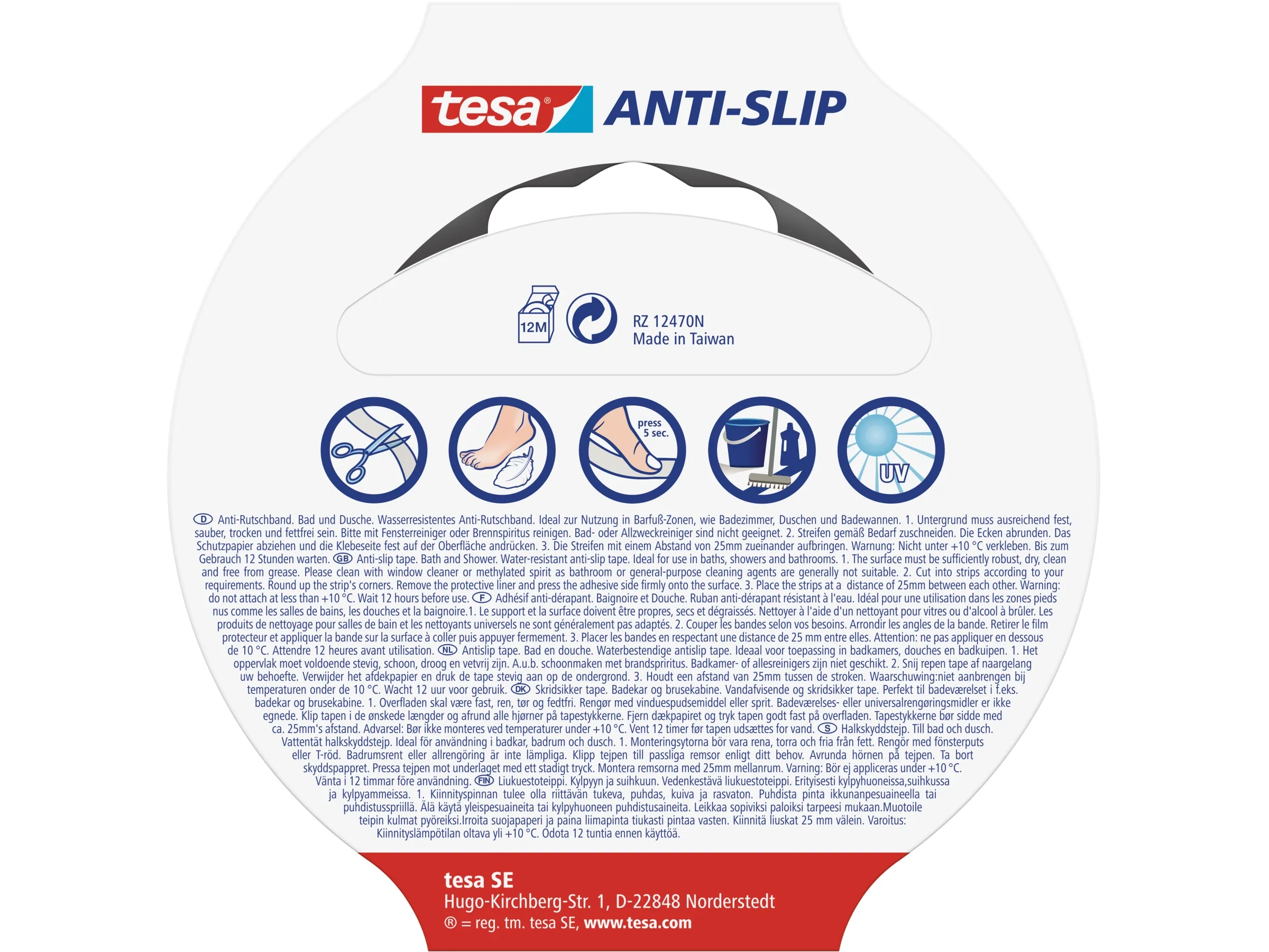 Anti-Rutschband Bad & Dusche – Transparent, 5 m × 25 mm