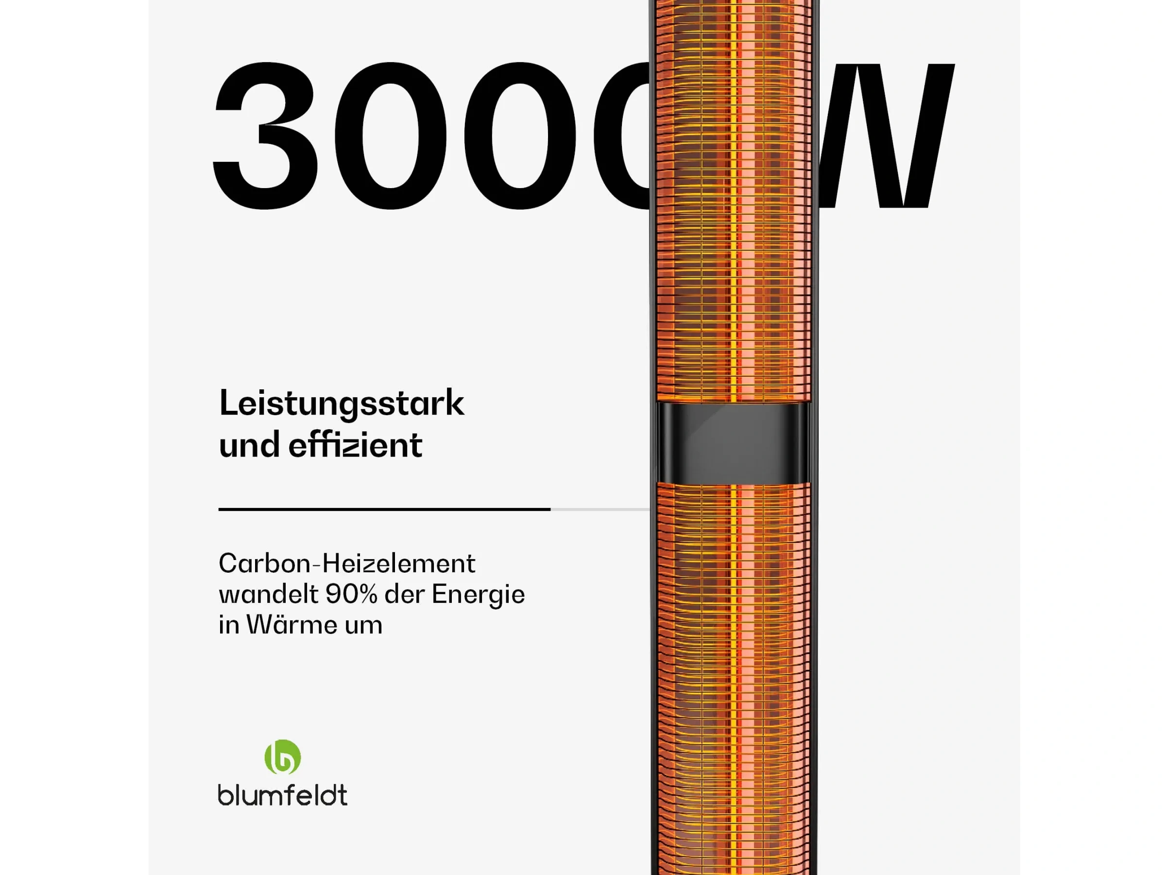 Blumfeldt BlazeTower Standheizer – 3000 W, IP45, Außenbereich
