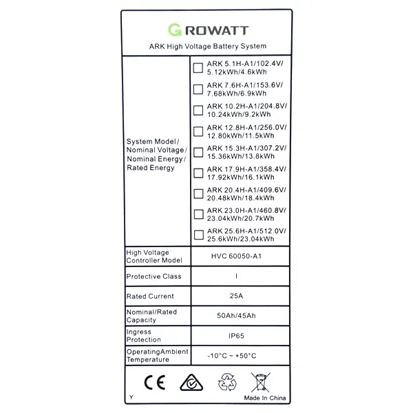 Growatt ARK 5.12 kWh Hochvolt-Solarspeicher-Set – kompatibel mit MIN TL3-XH Serie