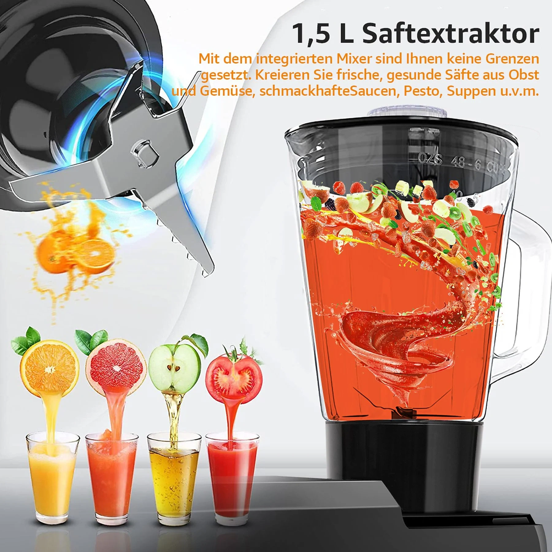 7MAGIC Küchenmaschine 5 in 1 – Multifunktions Standmixer, Schwarz