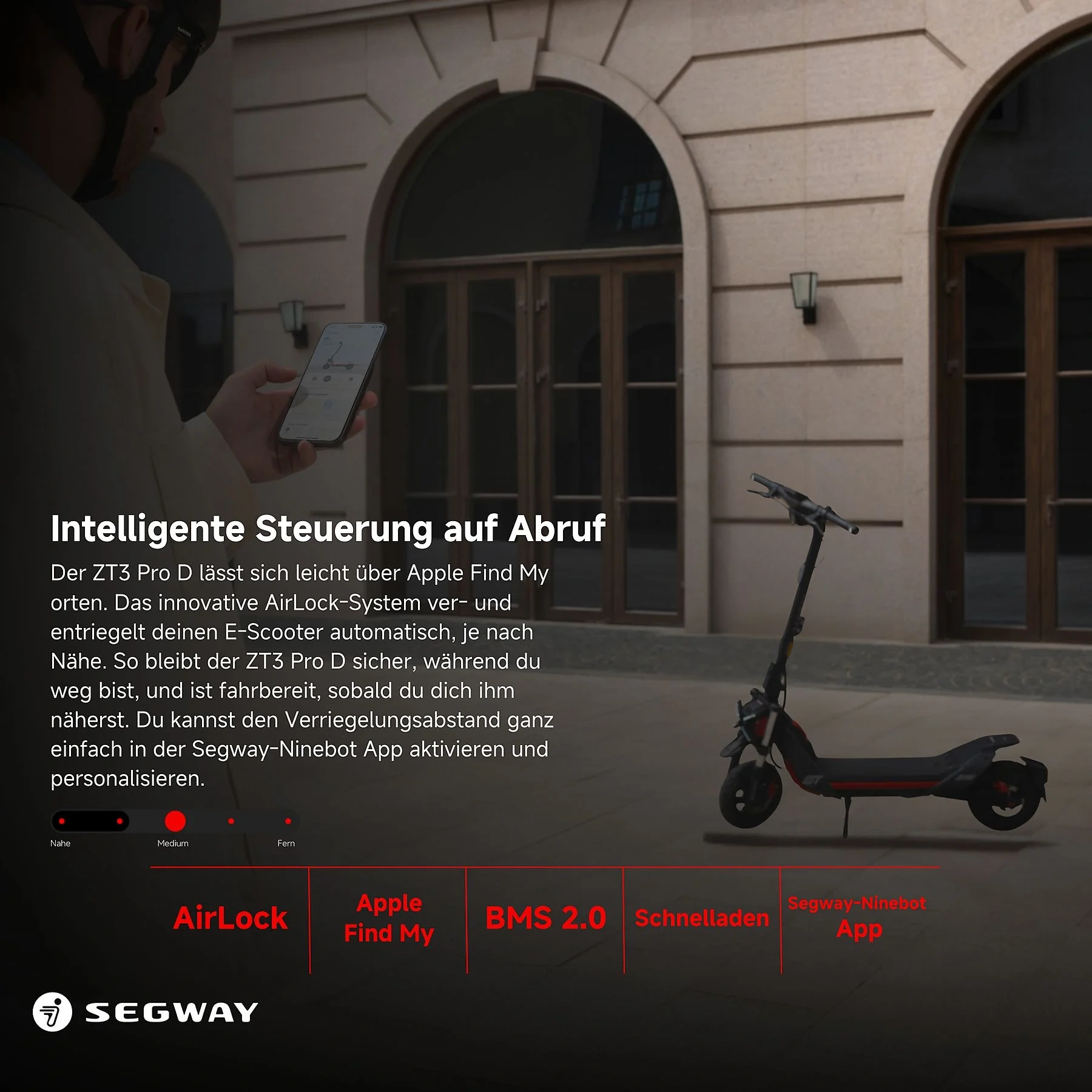 SEGWAY ZT3 Pro D E-Scooter – 11 Zoll, Schwarz / Rot