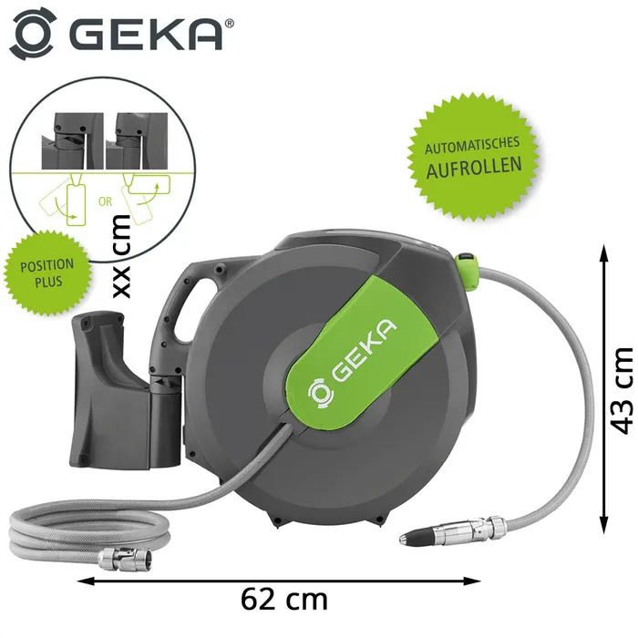 GEKA Schlauchbox plus K25 – 42.8721.9, 25 m Schlauch, Ø 12,5 mm, 180 Grad schwenkbar