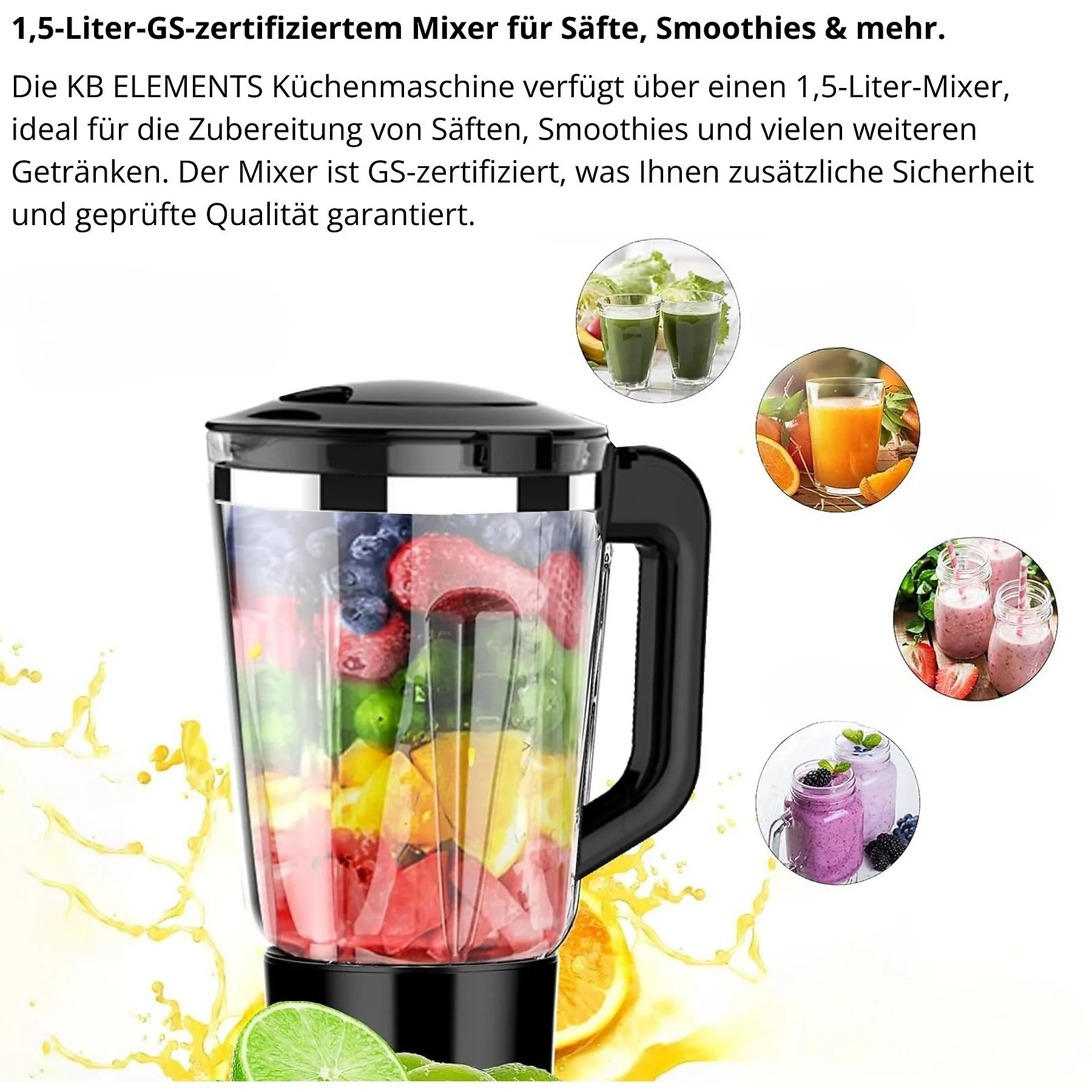 KB ELEMENTS ELK85LM Küchenmaschine – 4-in-1 Multifunktion, Silber