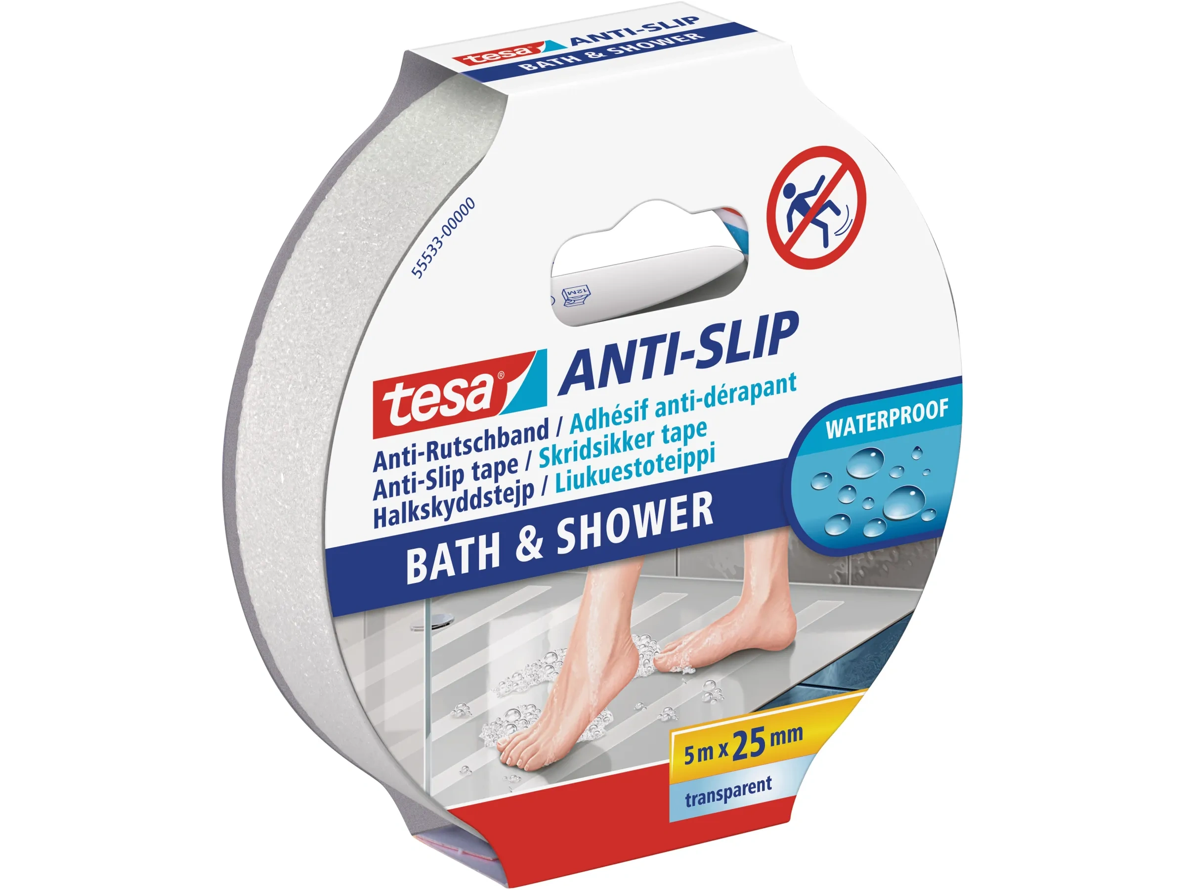 Anti-Rutschband Bad & Dusche – Transparent, 5 m × 25 mm