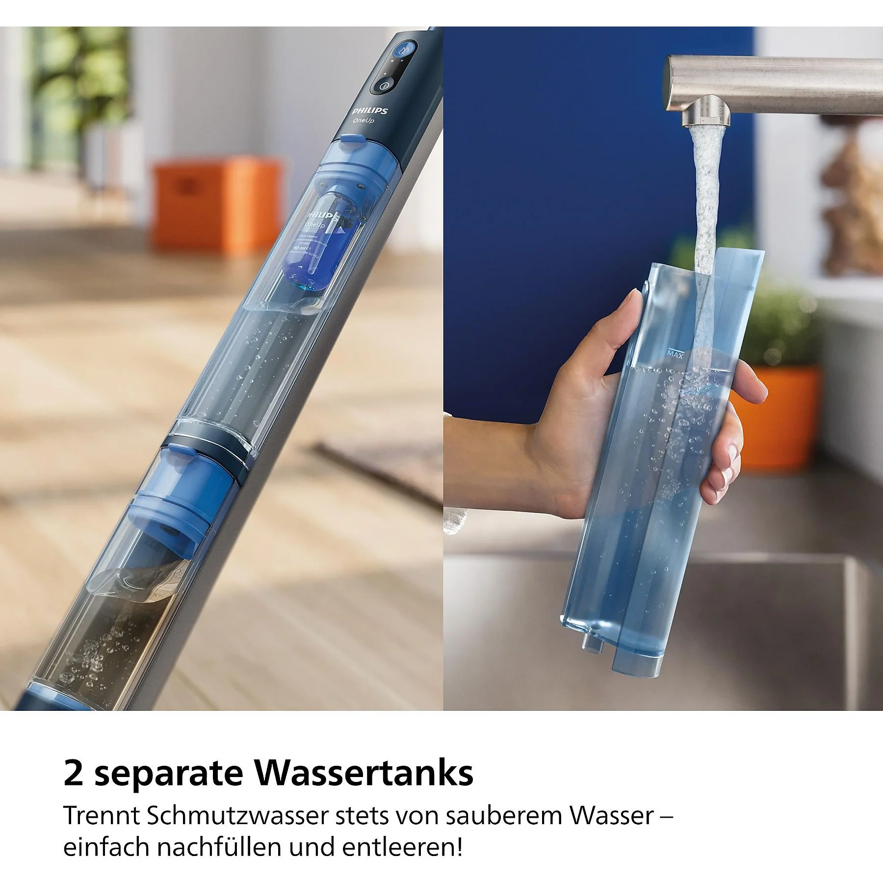 Philips OneUp 5000 Series XV5113/01 – Elektrischer Mopp mit Akku, 70 Min Laufzeit