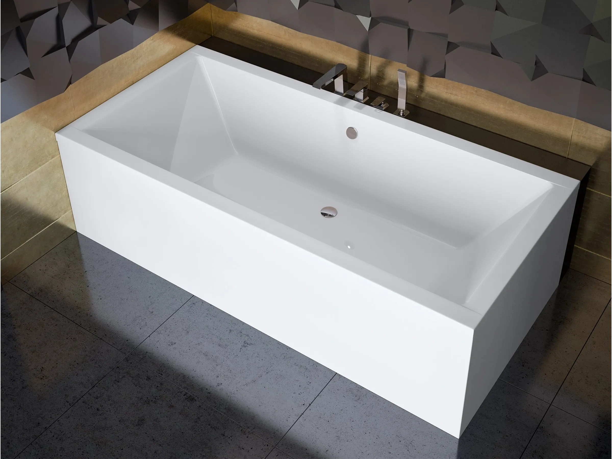 Bad Land Badewanne QUADRO Rechteck 175x80 – Mit Ablauf & Füßen