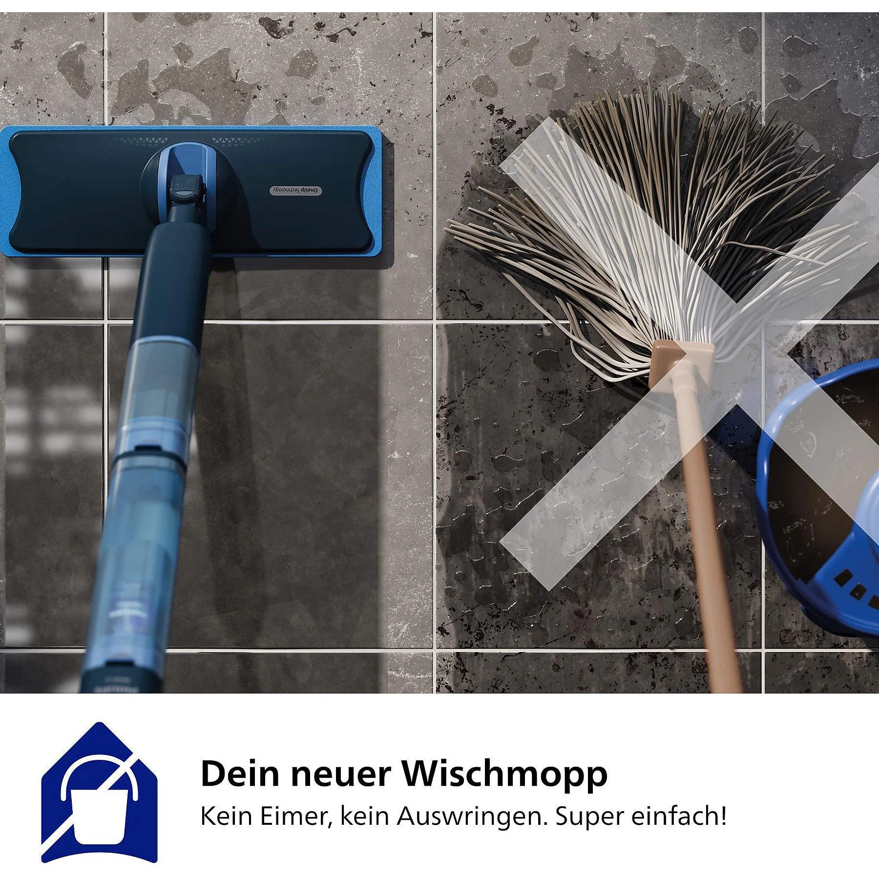 Philips OneUp 5000 Series XV5113/01 – Elektrischer Mopp mit Akku, 70 Min Laufzeit