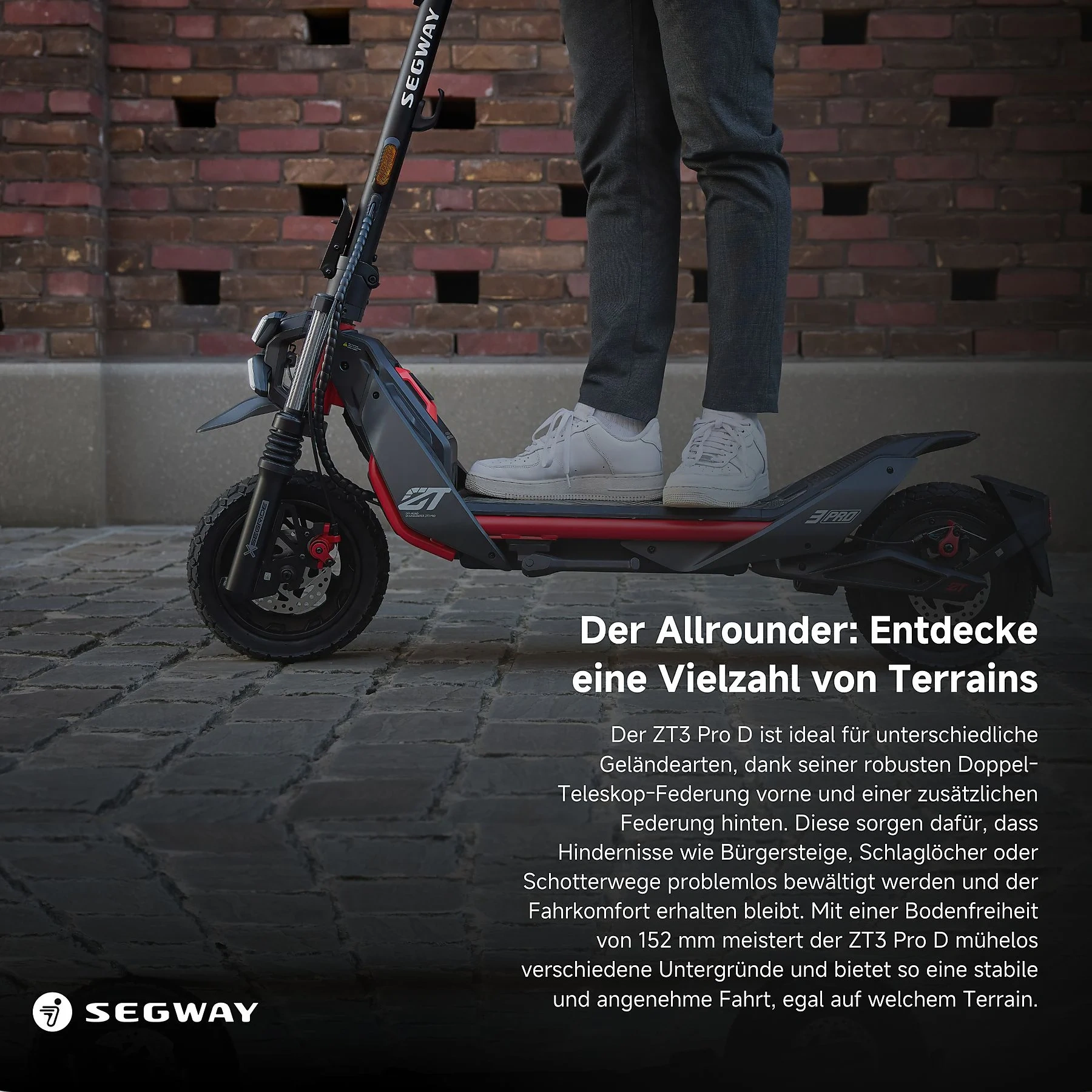 SEGWAY ZT3 Pro D E-Scooter – 11 Zoll, Schwarz / Rot