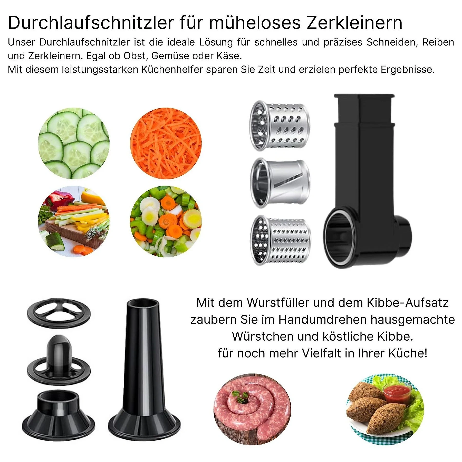 KB ELEMENTS ELK85LM Küchenmaschine – 4-in-1 Multifunktion, Silber